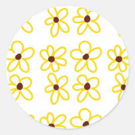 Adesivo Padrão de girassol castanho-amarelo ventre floral 