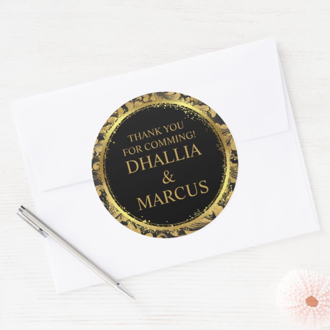 Adesivo Padrão De Gótico Preto E Dourado (Envelope)