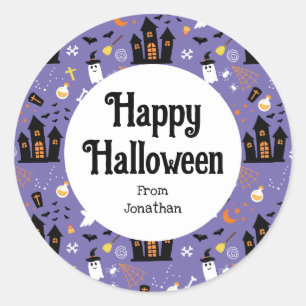 Adesivo Padrão de Halloween ilustrado com roxo