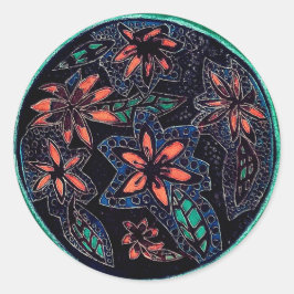 Adesivo Padrão de hena preto e verde