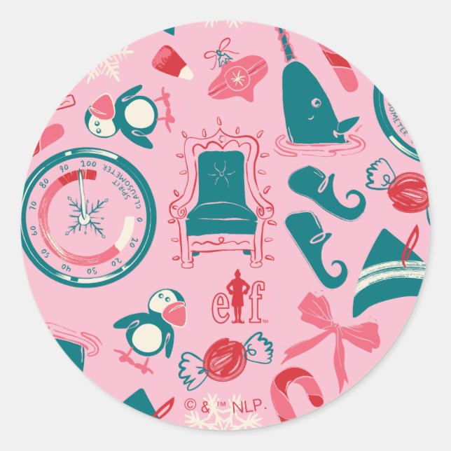 Adesivo Padrão de Ícone de Quadro de Feriado Elf (Frente)