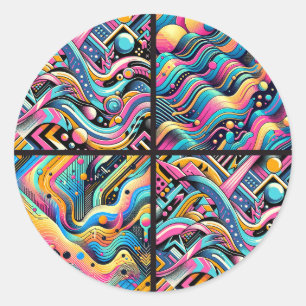 Adesivo Padrão de Impressão Abstrata Neon Colorido Brilhan