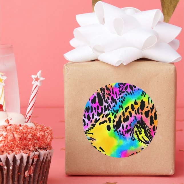 Adesivo Padrão de impressão animal colorido (Festa)