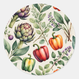Adesivo Padrão de Jardim de Legumes em Aquarela