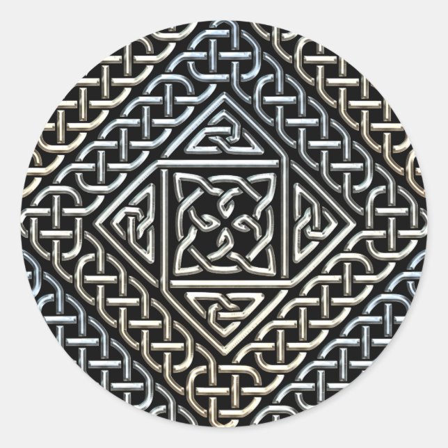 Adesivo Padrão de Knotwork Celta em Preto Prateado (Frente)