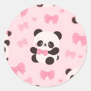 Adesivo Padrão de Laço Rosa Kawaii Panda