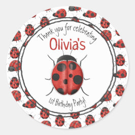 Adesivo Padrão de Ladybug Vermelho Preto Bonito Obrigado