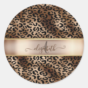Adesivo Padrão de Leopardo Bronze Preto Monograma