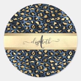 Adesivo Padrão de Leopardo Preto Bronze Monograma