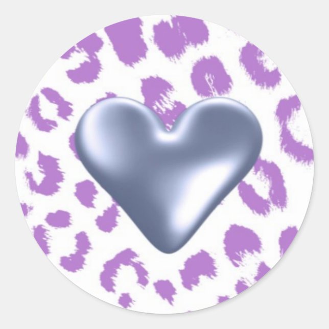 Adesivo Padrão de leopardo roxo com Coração (Frente)