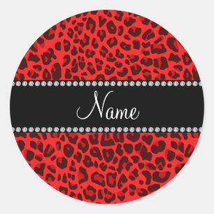 Adesivo Padrão de leopardo vermelho de nome personalizado