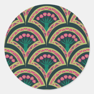 Adesivo Padrão de leque floral rosa e verde