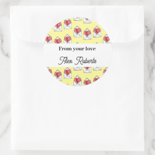 Adesivo Padrão de letras de amor em amarelo