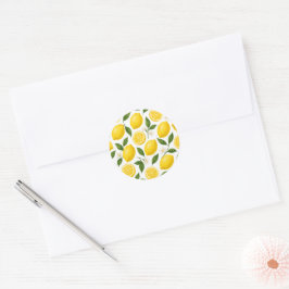Adesivo Padrão de Limão Fresco com Folhas e Flores
