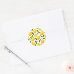 Adesivo Padrão de Limão Fresco com Folhas e Flores