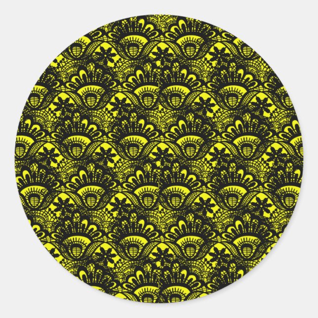 Adesivo Padrão de local do Damasco preto amarelo-vivo lega (Frente)