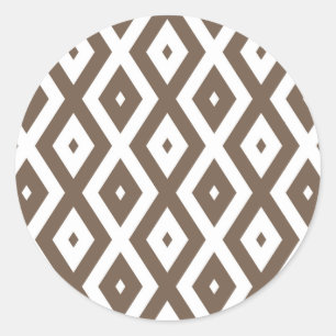 Adesivo Padrão de losango branco e castanho de taupe
