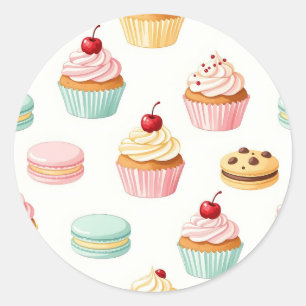 Adesivo Padrão de Macaron de Cupcake Doce