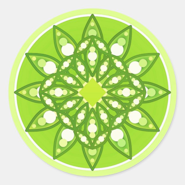 Adesivo Padrão de Mandala em tons de verde limão (Frente)