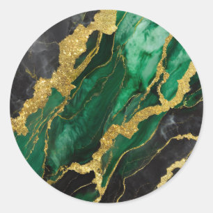Adesivo Padrão de Mármore Verde com Ouro
