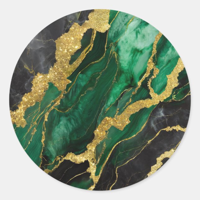 Adesivo Padrão de Mármore Verde com Ouro (Frente)