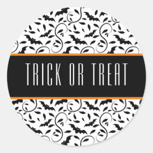 Adesivo Padrão de Morcego de Halloween Preto e Branco