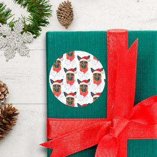 Adesivo Padrão de Natal de Cachorro da Raça Pastor Alemão