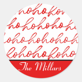 Adesivo Padrão de Natal de Texto Vermelho e Branco Moderno