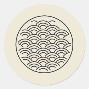 Adesivo Padrão de Onda Seigaiha Círculo Arte Minimalista