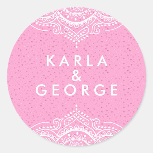 Adesivo Padrão de ornamentado de cadarço branco e corações (Frente)