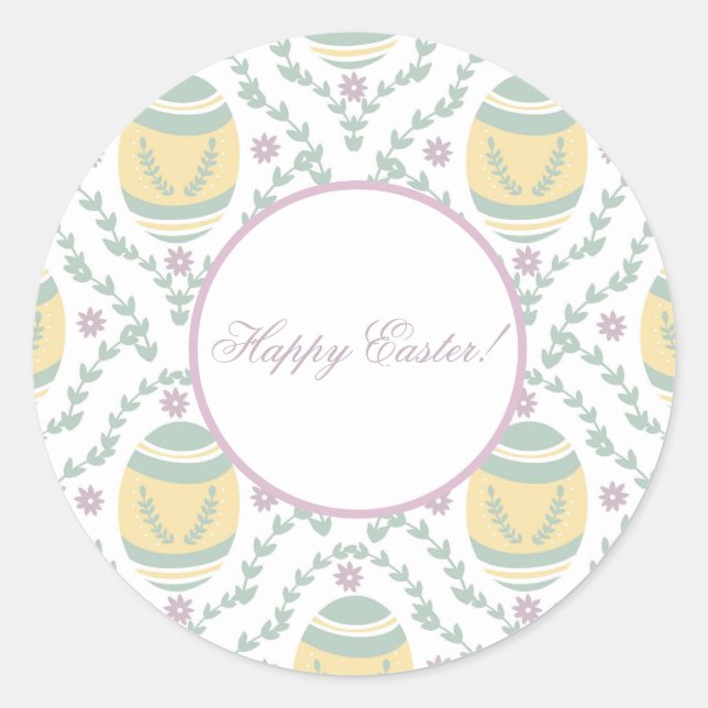 Adesivo Padrão de Ovos de Páscoa Pastel Damask (Frente)