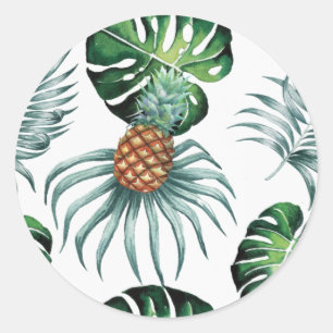 Adesivo Padrão de Palmeira da Selva Tropical de Aquarela d