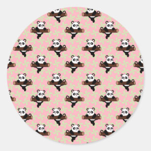 Adesivo Padrão de Panda Fofo em Rosa – Kawaii Sem Costura
