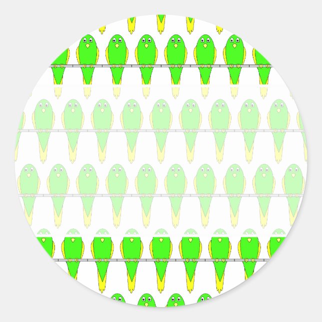 Adesivo Padrão de pássaro verde e amarelo. Periquitos. (Frente)