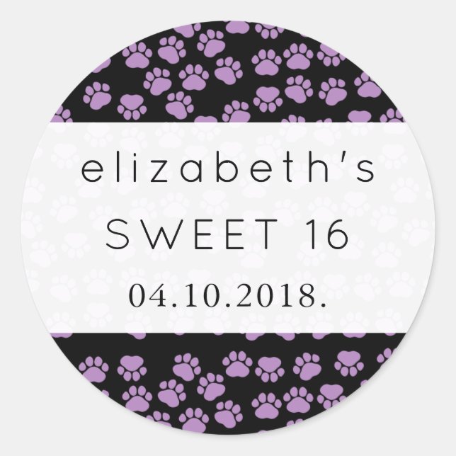 Adesivo Padrão De Patas, Patas Roxas, Patas Cachorro, Doce (Frente)