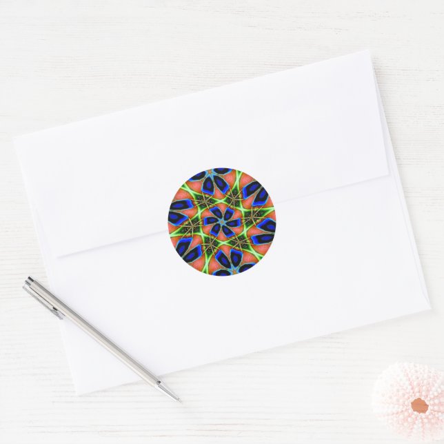 Adesivo Padrão de Penas de Peacock abstrato (Envelope)