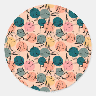 Adesivo Padrão de poses de ioga   Ioga sem costura 6