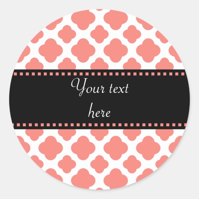 Adesivo Padrão de Quatrefoil Rosa Coral (Frente)