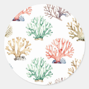 Adesivo Padrão de Recife de Coral em Aquarela