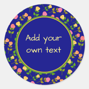 Adesivo Padrão de Rosa Azul Bonita com Texto Personalizado