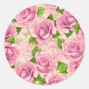 Adesivo Padrão de rosas de aquarela rosa