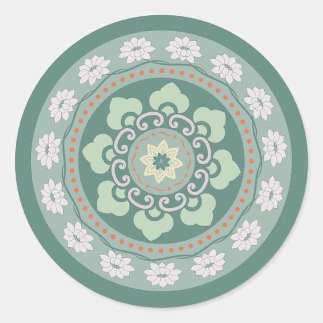 Adesivo padrão de roseta verde tradicional chinês (Frente)