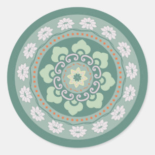 Adesivo padrão de roseta verde tradicional chinês