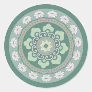 Adesivo padrão de roseta verde tradicional chinês