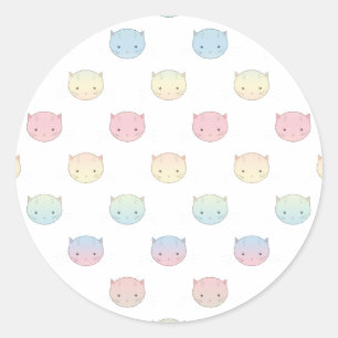 Adesivo Padrão de Rostos de Gatinho Pastel Fofo