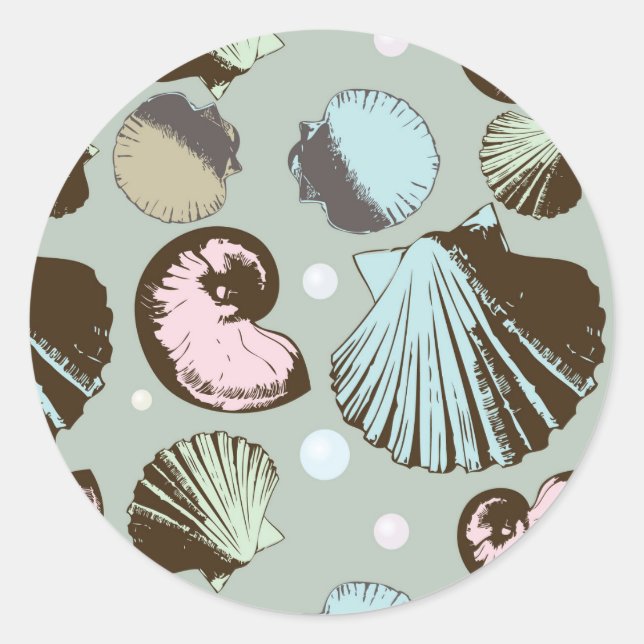 Adesivo Padrão de Seashell de Retro (Frente)