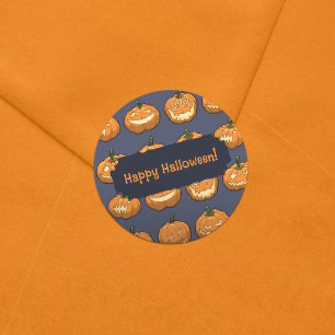 Adesivo Padrão de Seis Jack o'Lanterna Pixel Pumpkins