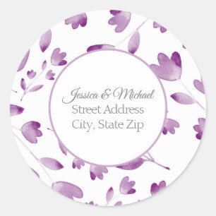 Adesivo Padrão de Sistemas de Flor de Aquarela Roxo