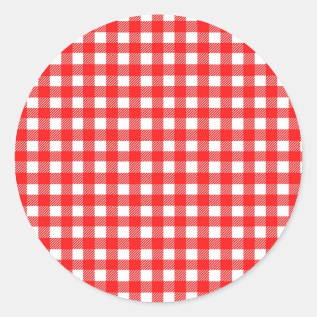 Adesivo Padrão de Tablecloth Verificado Vermelho e Branco (Frente)