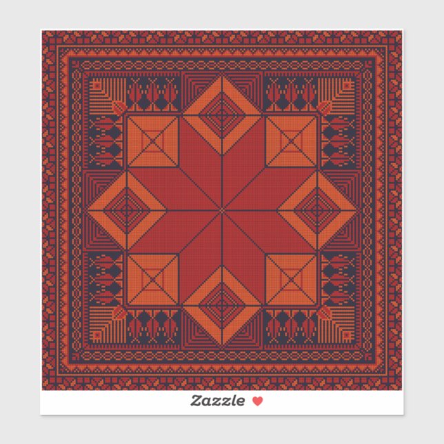 Adesivo Padrão de tatreez dos bordados tradicionais da Pal (Folha)